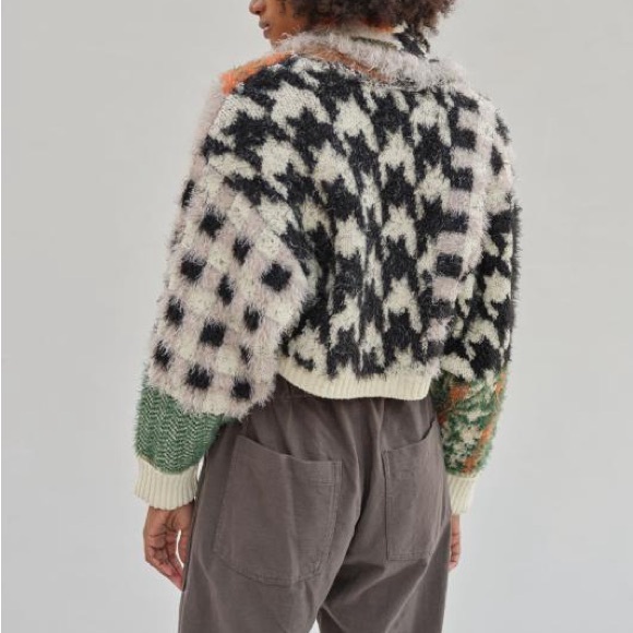 Urban Outfitters Neve Houndstooth Pattern Patchwork Cardigan - Picture 6 of 7